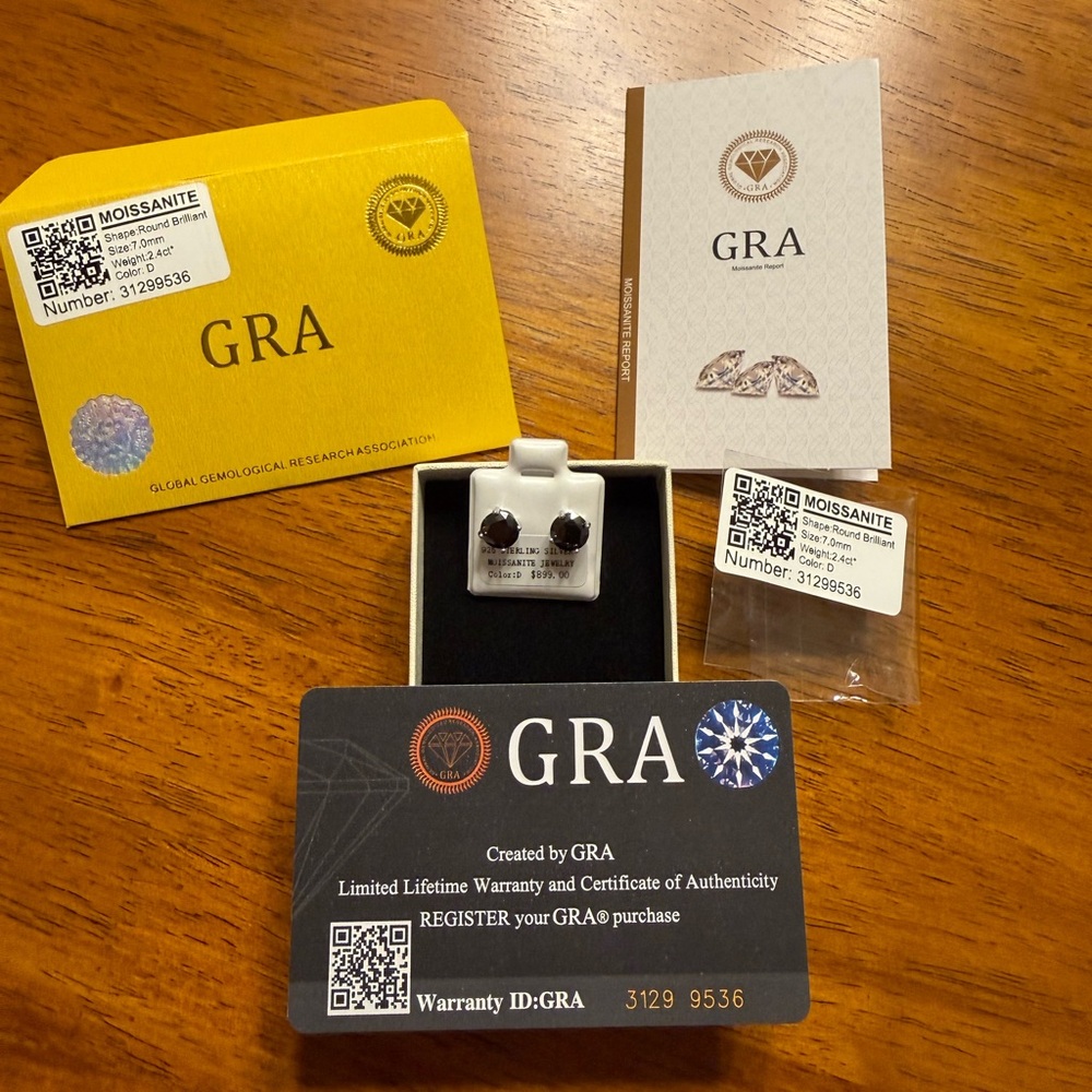 GRA Moissanite Earrings with Certificate